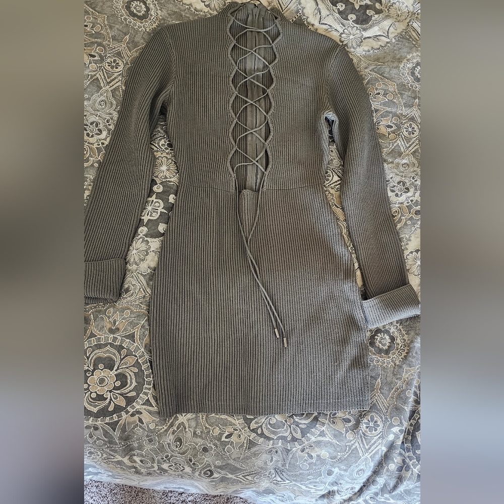 House of CB Gray Ribbed Bodycon Dress